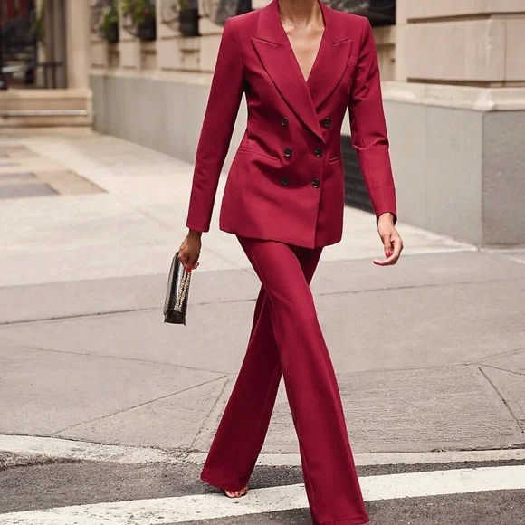 Elegant Burgundy Women's Pants - Picture 1 of 6